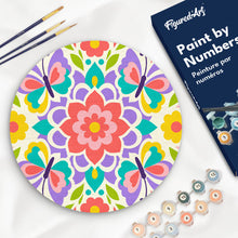 Load image into Gallery viewer, Paint by numbers kit Paint by numbers on Wood Slice - Butterfly Mandala Figured'Art