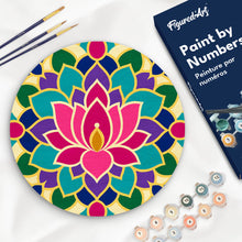 Load image into Gallery viewer, Paint by numbers kit Paint by numbers on Wood Slice - Lotus Mandala Figured'Art