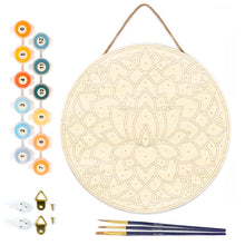 Load image into Gallery viewer, Paint by numbers on Wood Slice - Lotus Mandala