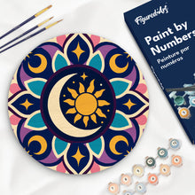 Load image into Gallery viewer, Paint by numbers kit Paint by numbers on Wood Slice - Celestial Mandala Figured'Art