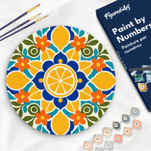 Load image into Gallery viewer, Paint by numbers kit Paint by numbers on Wood Slice - Citrus Mandala Figured'Art