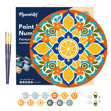 Load image into Gallery viewer, Paint by numbers on Wood Slice - Citrus Mandala