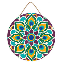 Load image into Gallery viewer, Paint by numbers on Wood Slice - Peacock Mandala