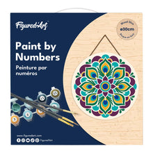 Load image into Gallery viewer, Paint by numbers on Wood Slice - Peacock Mandala