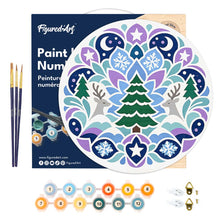 Load image into Gallery viewer, Paint by numbers on Wood Slice - Christmas Mandala