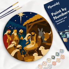 Load image into Gallery viewer, Paint by numbers kit Paint by numbers on Wood Slice - Christmas Nativity Figured'Art