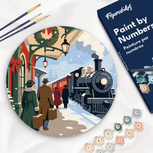 Load image into Gallery viewer, Paint by numbers kit Paint by numbers on Wood Slice - Holiday Train Escape Figured'Art