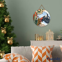 Load image into Gallery viewer, Paint by numbers on Wood Slice - Holiday Train Escape