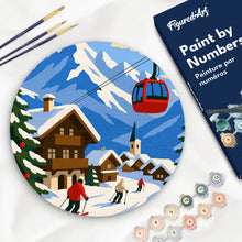 Load image into Gallery viewer, Paint by numbers kit Paint by numbers on Wood Slice - Alpine Winter Holiday Figured'Art