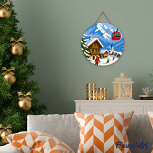 Load image into Gallery viewer, Paint by numbers on Wood Slice - Alpine Winter Holiday