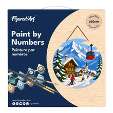 Load image into Gallery viewer, Paint by numbers on Wood Slice - Alpine Winter Holiday