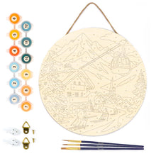 Load image into Gallery viewer, Paint by numbers on Wood Slice - Alpine Winter Holiday