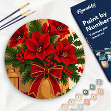 Load image into Gallery viewer, Paint by numbers kit Paint by numbers on Wood Slice - Christmas Poinsettias Figured'Art