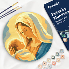Load image into Gallery viewer, Paint by numbers kit Paint by numbers on Wood Slice - Mary's Embrace Figured'Art