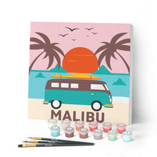 Load image into Gallery viewer, Mini Paint by numbers 8"x8" framed - Malibu Sunset