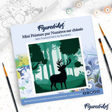 Load image into Gallery viewer, Mini Paint by numbers 8"x8" framed - Deer in the Forest