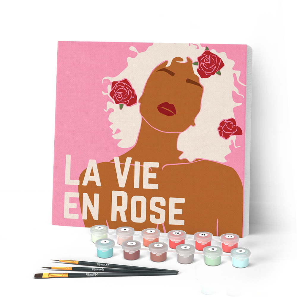 Mini Paint by numbers 8"x8" framed - La Vie en Rose