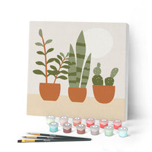 Load image into Gallery viewer, Mini Paint by numbers 8"x8" framed - Three plant pots