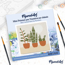 Load image into Gallery viewer, Mini Paint by numbers 8"x8" framed - Three plant pots