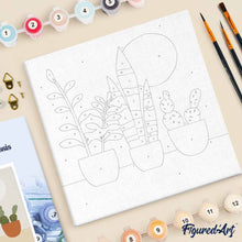 Load image into Gallery viewer, Mini Paint by numbers 8"x8" framed - Three plant pots