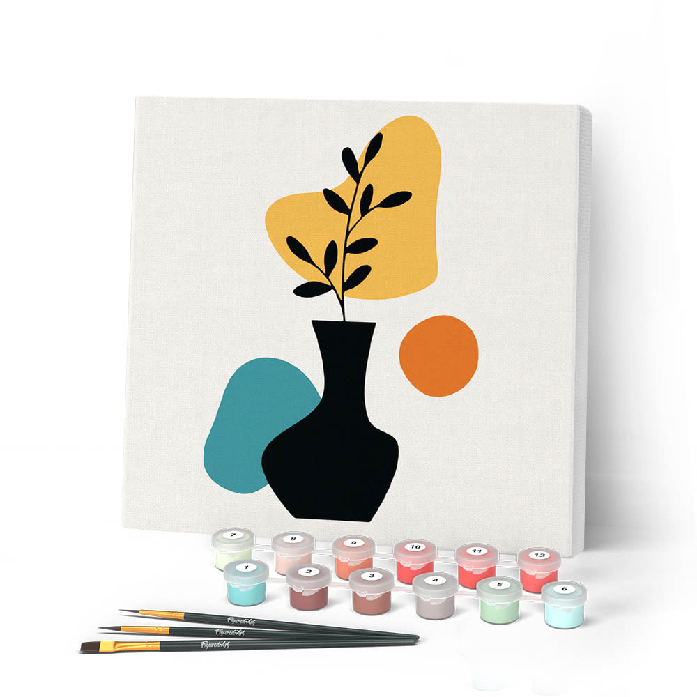 Mini Paint by numbers 8"x8" framed - Abstract Plant Pot Set 1 of 3