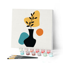 Load image into Gallery viewer, Mini Paint by numbers 8"x8" framed - Abstract Plant Pot Set 1 of 3