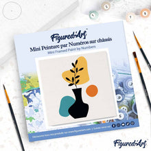 Load image into Gallery viewer, Mini Paint by numbers 8"x8" framed - Abstract Plant Pot Set 1 of 3