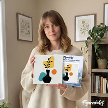 Load image into Gallery viewer, Mini Paint by numbers 8"x8" framed - Abstract Plant Pot Set 1 of 3
