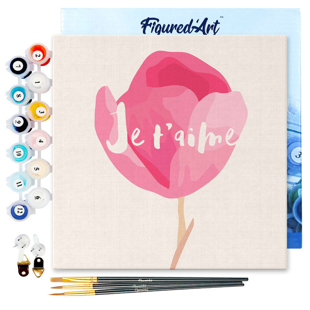 Mini Paint by numbers 8"x8" framed - Je T'aime