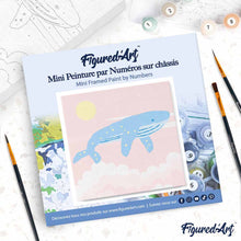Load image into Gallery viewer, Mini Paint by numbers 8"x8" framed - Pastel Flying Whale