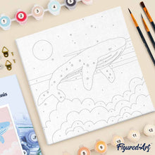 Load image into Gallery viewer, Mini Paint by numbers 8"x8" framed - Pastel Flying Whale
