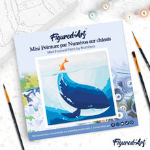 Load image into Gallery viewer, Mini Paint by numbers 8"x8" framed - Blue Whale
