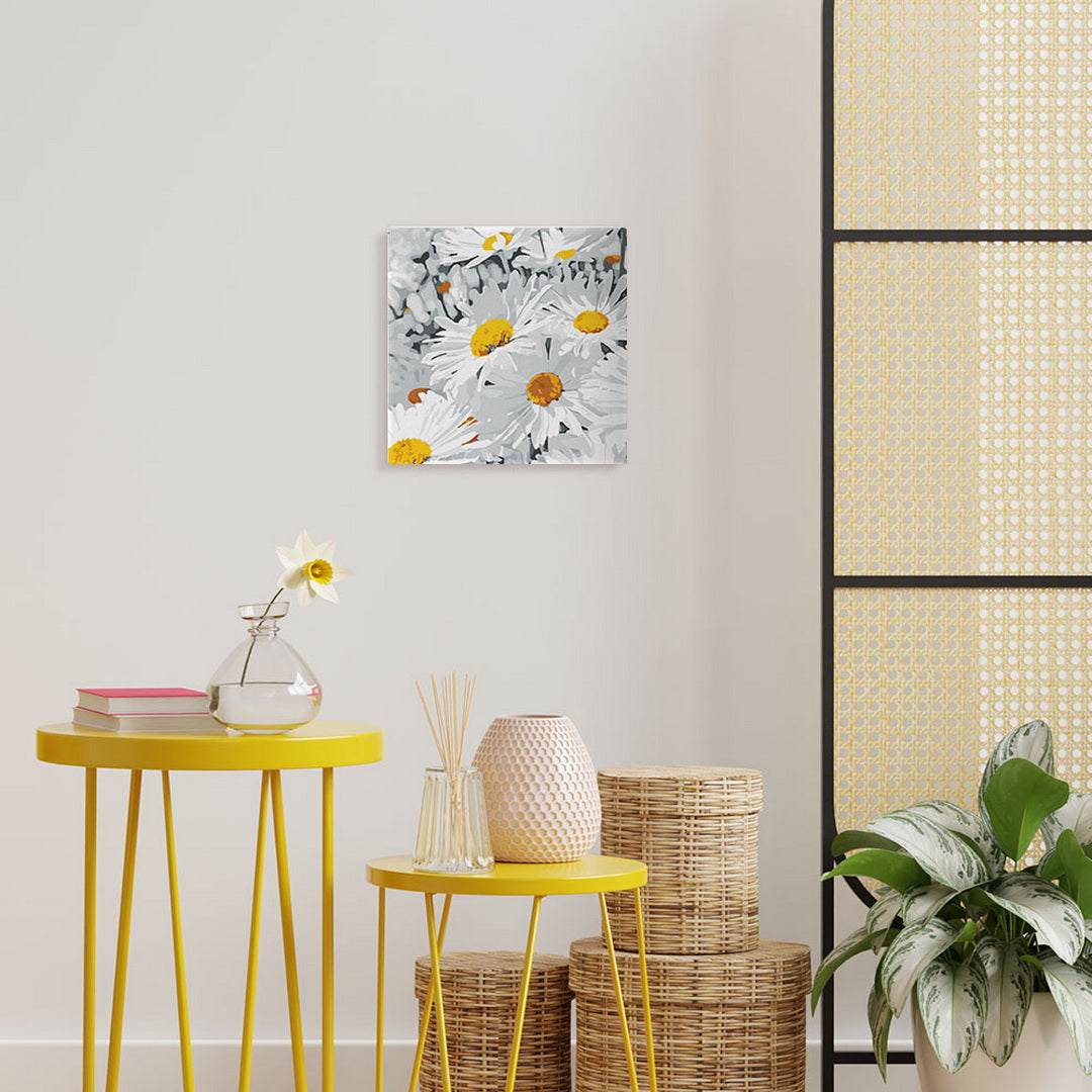 Mini Paint by numbers 8"x8" framed - Daisies Field