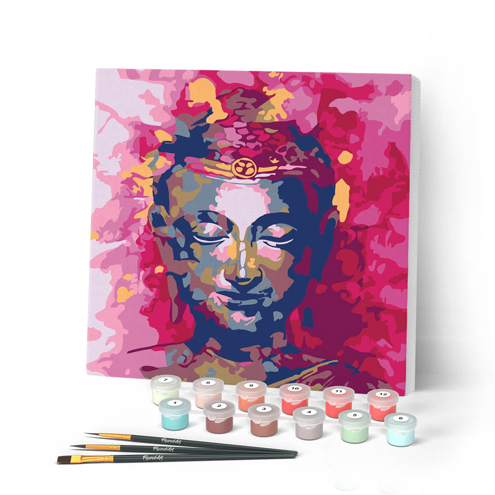 Mini Paint by numbers 8"x8" framed - Painted Buddha