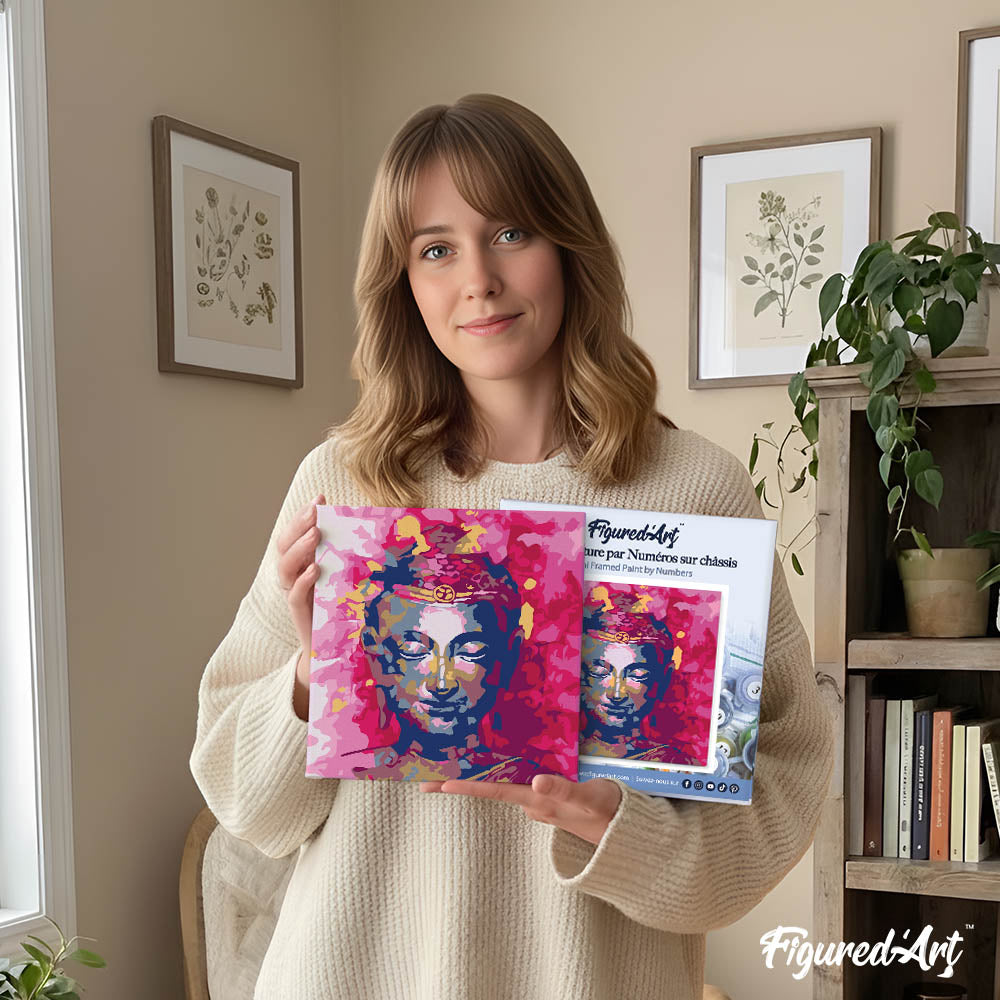 Mini Paint by numbers 8"x8" framed - Painted Buddha