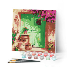 Load image into Gallery viewer, Mini Paint by numbers 8"x8" framed - Green Door