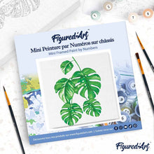 Load image into Gallery viewer, Mini Paint by numbers 8"x8" framed - Monstera Leaves