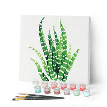 Load image into Gallery viewer, Mini Paint by numbers 8"x8" framed - Abstract Aloe Vera Plant