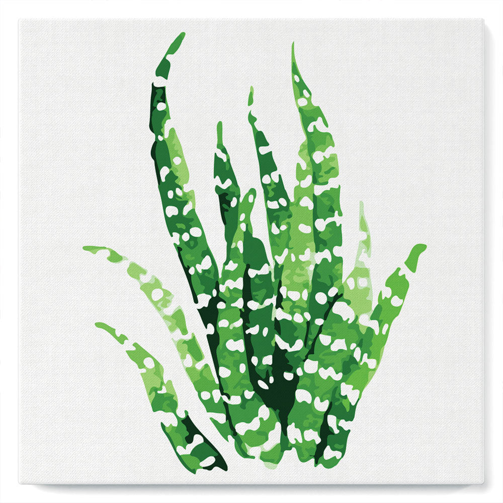 aloe vera plant painting Mini Paint by numbers 8"x8" framed