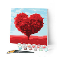Load image into Gallery viewer, Mini Paint by numbers 8"x8" framed - Tree with Heart Shape