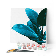 Load image into Gallery viewer, Mini Paint by numbers 8"x8" framed - Rubber Plant Leaves