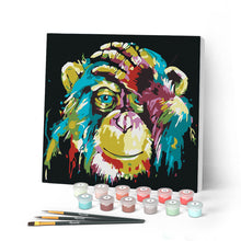 Load image into Gallery viewer, Mini Paint by numbers 8"x8" framed - Baboon Pop Art