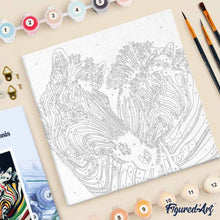 Load image into Gallery viewer, Mini Paint by numbers 8"x8" framed - Couple of Colorful Zebras