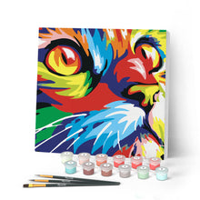 Load image into Gallery viewer, Mini Paint by numbers 8"x8" framed - Feline Pop Art