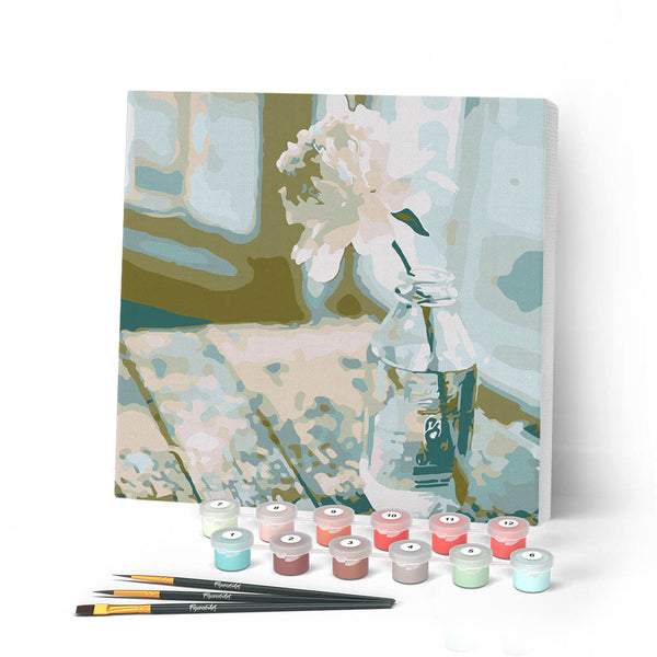 Mini Paint by numbers 8"x8" framed - White Flower