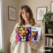 Load image into Gallery viewer, Mini Paint by numbers 8"x8" framed - Lion Pop Art