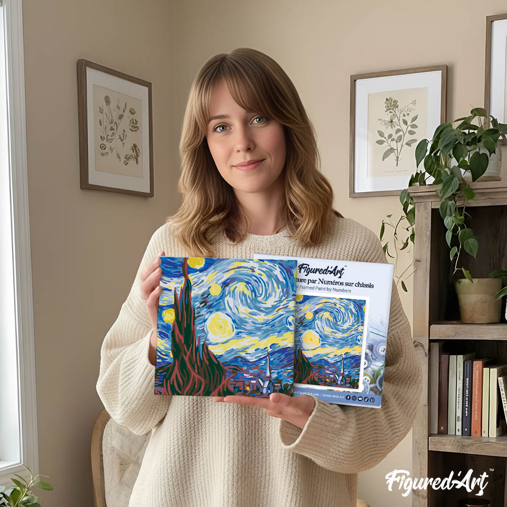 Mini Paint by numbers 8"x8" framed - Van Gogh Starry Night