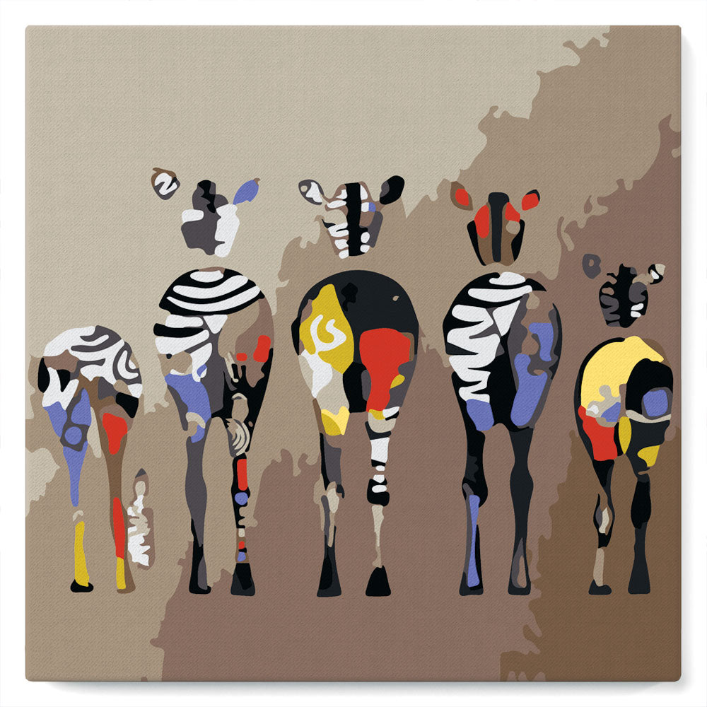 Mini Paint by numbers 8"x8" framed - Zebras Back