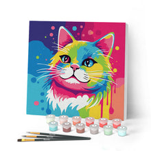 Load image into Gallery viewer, Mini Paint by numbers 8"x8" framed - Cat Abstract Pop Art