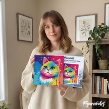 Load image into Gallery viewer, Mini Paint by numbers 8"x8" framed - Cat Abstract Pop Art